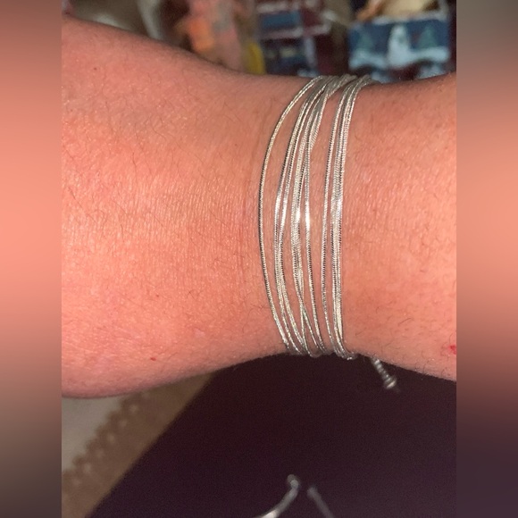 925 Sterling Silver Triple Loop Serpentine Bone Bracelet Wrist & Ankle bracelet - Picture 11 of 15